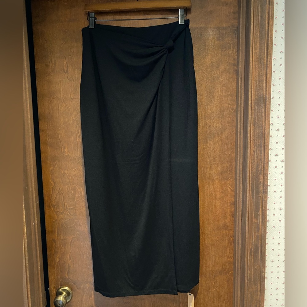 Reformation Black Midi Skirt